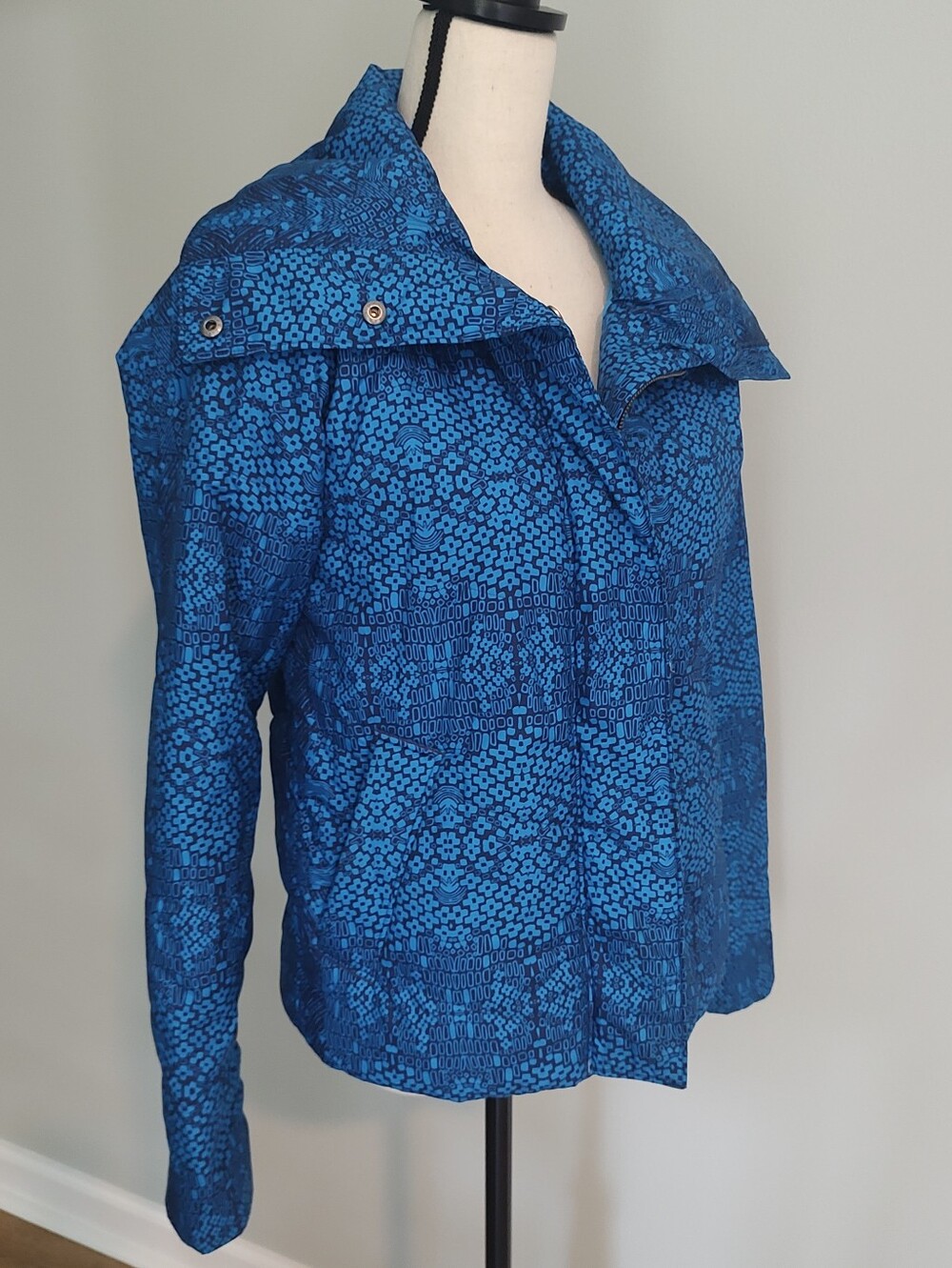 Patagonia Women's Geoharmony Puffer Parka Ski Zip Jacket Size S Andes Blue